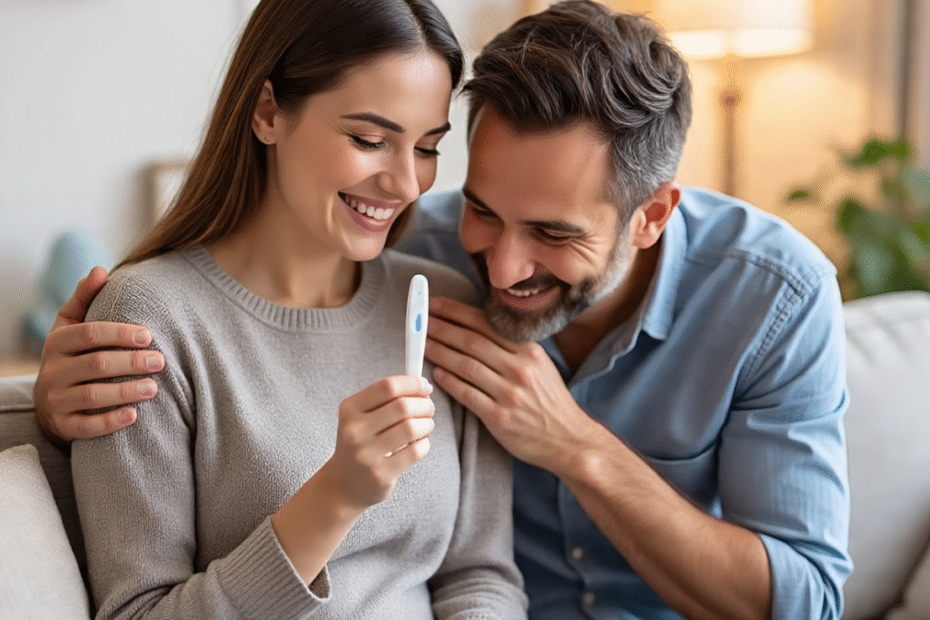Couple practicing pregnancy and co-parenting support together