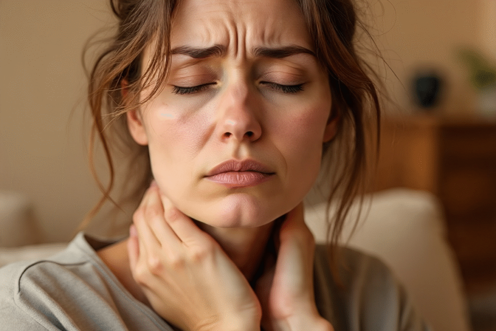 Illustration showing early signs of thyroid problems in women
